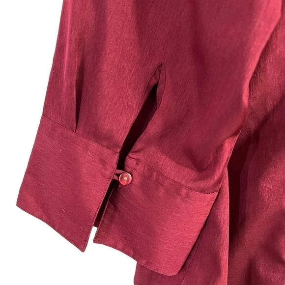 Cato Wine Red Button Up Shirt 18W 20W Collared Blouse Stretch Career Office Work - Picture 6 of 9
